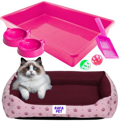 Imagem de Cama Pet para Gato Premium + Caixa de Areia para Gato Completo com Todos os Acessórios + Brinquedo Gato