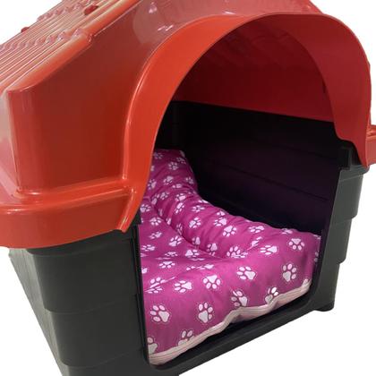 Imagem de Cama Pet Quadrada Acolchoada Rosa + Casinha Dog Pet Shop N4