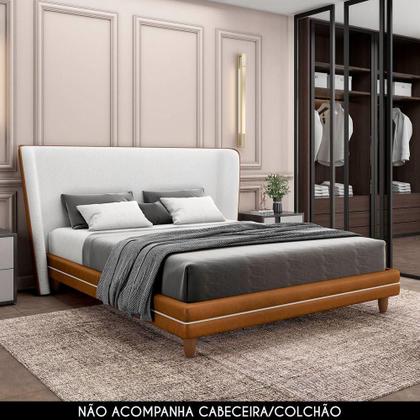 Imagem de Cama Queen Base Box 160cm Many P02 Sintético Caramelo - Mpozenato
