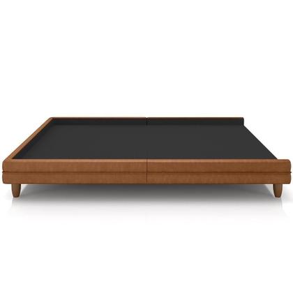 Imagem de Cama Queen Base Box Pés Madeira 168cm Suném P05 material sintético Whisky - Lyam Decor