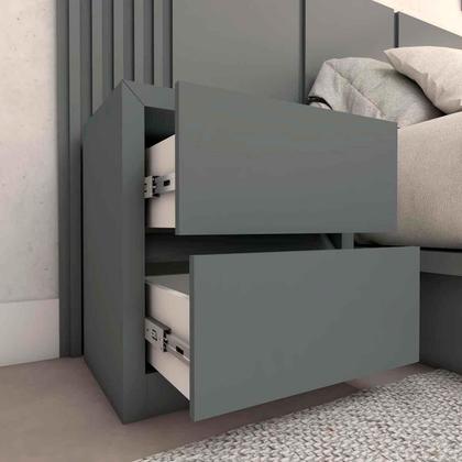 Imagem de Cama Queen e Cabeceira c/ 2 Mesas e 2 Gavetas MDF Sob Medida