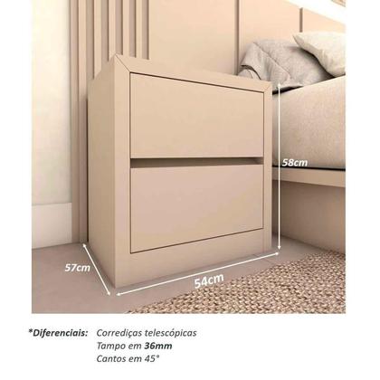 Imagem de Cama Queen e Cabeceira c/ 2 Mesas e 2 Gavetas MDF Sob Medida