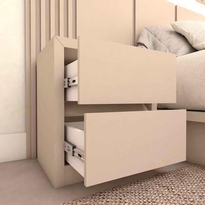 Imagem de Cama Queen e Cabeceira c/ 2 Mesas e 2 Gavetas MDF Sob Medida