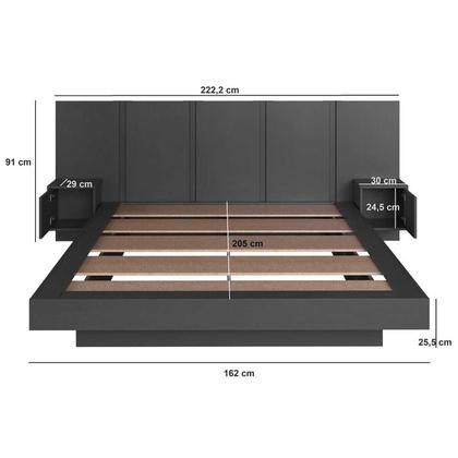 Imagem de Cama Queen e Cabeceira com 2 Mesas de Cabeceira Suspensas