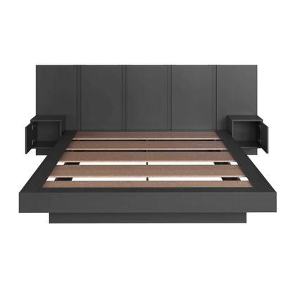 Imagem de Cama Queen e Cabeceira com 2 Mesas de Cabeceira Suspensas