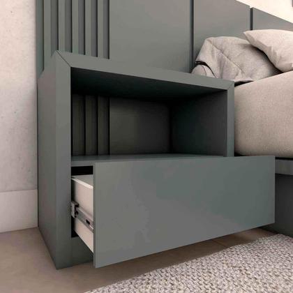 Imagem de Cama Queen e Cabeceira com 2 Mesas Laterais MDF Sob Medida