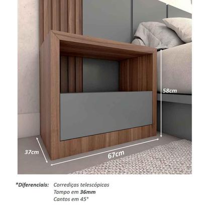 Imagem de Cama Queen e Cabeceira com 2 Mesas Laterais MDF Sob Medida