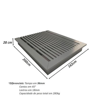 Imagem de Cama Queen e Cabeceira com 2 Mesas Laterais MDF Sob Medida