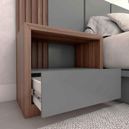 Imagem de Cama Queen e Cabeceira com 2 Mesas Laterais MDF Sob Medida