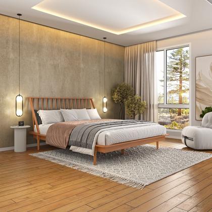 Imagem de Cama Queen em Madeira Maciça Nordik Caramel