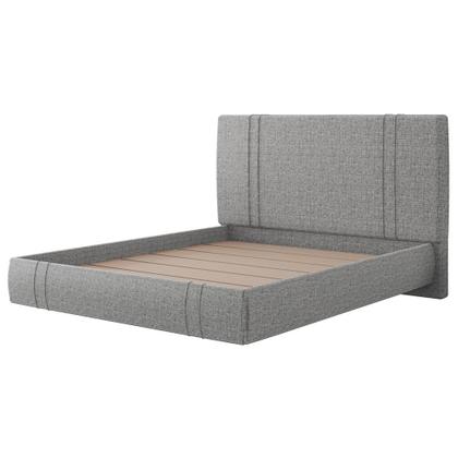 Imagem de Cama Queen Flutuante Com Cabeceira 160cm Astra W01 Linho Cinza Escuro Lyam Decor