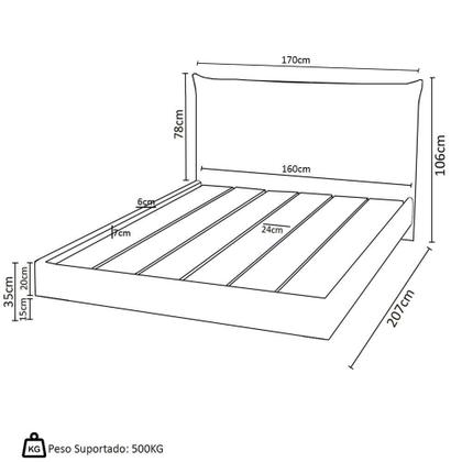 Imagem de Cama Queen Flutuante Com Cabeceira 160cm Lyra S05 Linho Marrom - Mpozenato