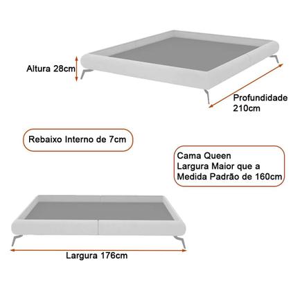 Imagem de Cama Queen Japonesa Pés Alumínio Haru Bouclé Off White - Sallar Home