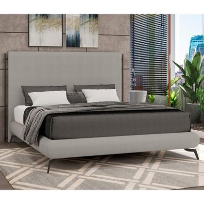 Imagem de Cama Queen Japonesa Pés Alumínio Haru Linho Cinza - Sallar Home