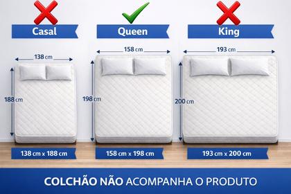 Imagem de Cama Queen Moderna Valentina 1.60m Estofada Cabeceira Curva Tecido Premium