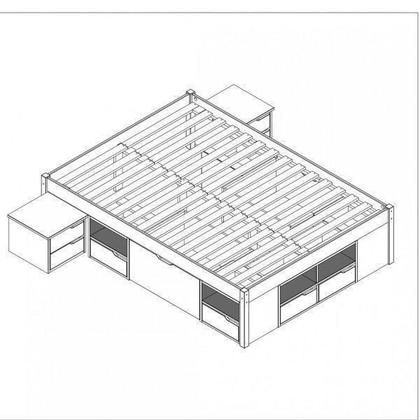 Imagem de Cama Queen Multifuncional Charme com Mesa de Cabeceira - Amêndoa
