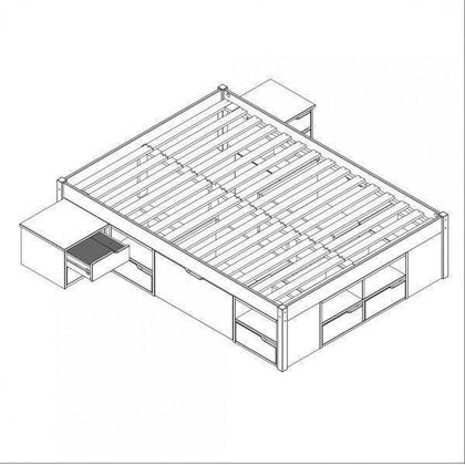 Imagem de Cama Queen Multifuncional Charme com Mesa de Cabeceira - Amêndoa