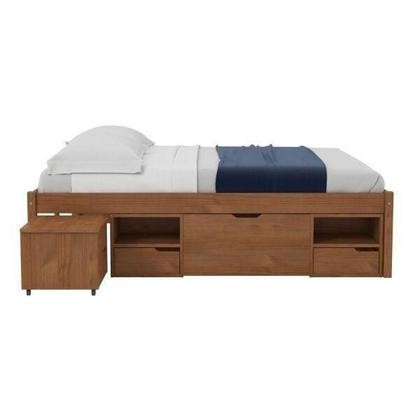 Imagem de Cama Queen Multifuncional Charme com Mesa de Cabeceira - Amêndoa