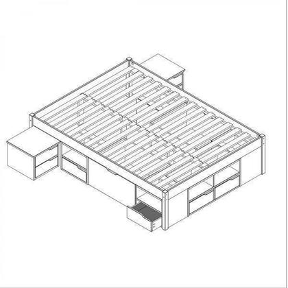 Imagem de Cama Queen Multifuncional Charme com Mesa de Cabeceira - Amêndoa
