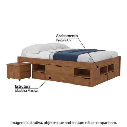 Imagem de Cama Queen Multifuncional Charme com Mesa de Cabeceira - Amêndoa