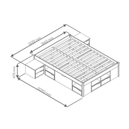 Imagem de Cama Queen Multifuncional Charme com Mesa de Cabeceira - Amêndoa
