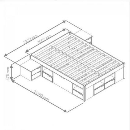 Imagem de Cama Queen Multifuncional Charme com Mesa de Cabeceira - Amêndoa