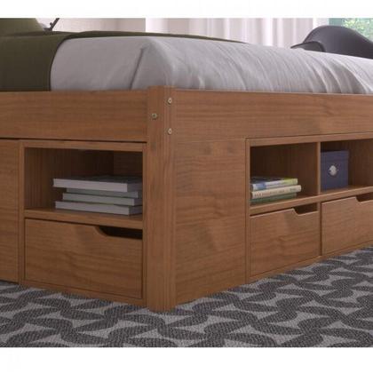 Imagem de Cama Queen Multifuncional Madeira Maciça 6 Gavetas Charme Inter