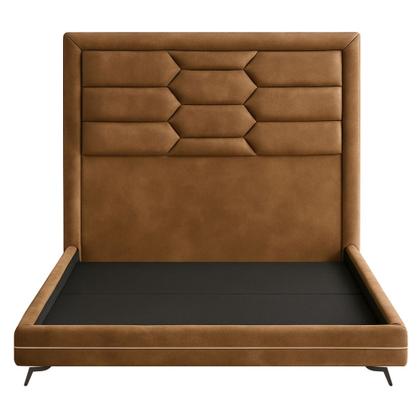 Imagem de Cama Queen Pés Ferro Otto com Cabeceira Roma Corano Caramelo Bouclé Off White - Nexta Casa