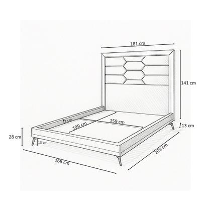 Imagem de Cama Queen Pés Ferro Otto com Cabeceira Roma Corano Caramelo Bouclé Off White - Nexta Casa