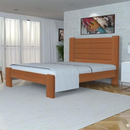 Imagem de Cama Queen Size Casal Malbec Madeira Maciça Angelim Pedra/Tauari Castanho