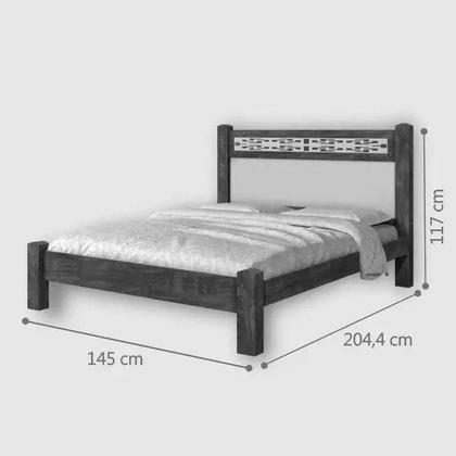 Cama Raissa Casal 1,38cm Noce c/ aplique Castanho - Cambel - Cama de