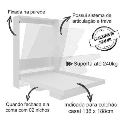 Imagem de Cama Retratil De Parede Casal CM8016 Branco Tecno Mobili