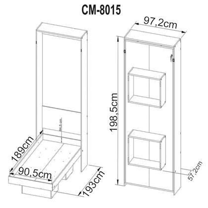 Imagem de Cama Retratil De Parede Solteiro CM8015 Amendoa Tecno Mobili