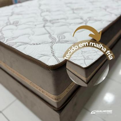 Imagem de Cama Solteirão P/ Solteiro Molas Ensacadas Conjunto base + Colchão JASMIM PLUS Grátis Travesseiro