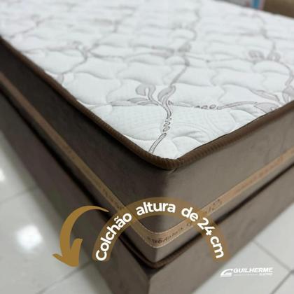 Imagem de Cama Solteirão P/ Solteiro Molas Ensacadas Conjunto base + Colchão JASMIM PLUS Grátis Travesseiro