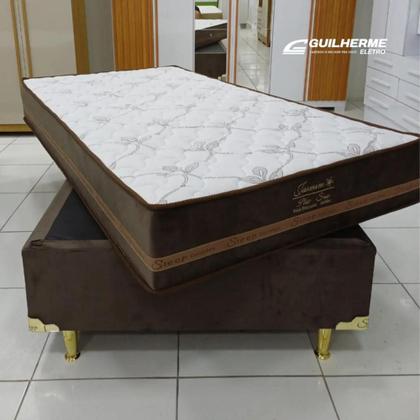 Imagem de Cama Solteirão P/ Solteiro Molas Ensacadas Conjunto base + Colchão JASMIM PLUS Grátis Travesseiro