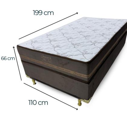 Imagem de Cama Solteirão P/ Solteiro Molas Ensacadas Conjunto base + Colchão JASMIM PLUS Grátis Travesseiro