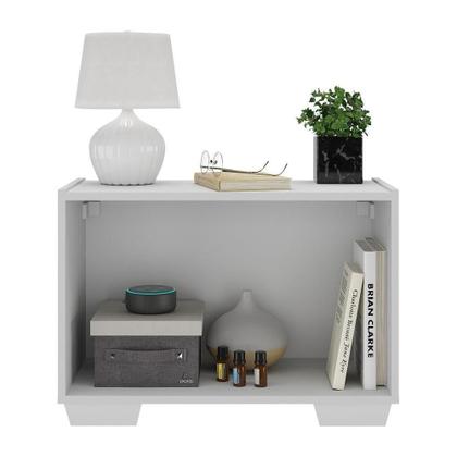 Imagem de Cama Solteiro 100% Mdf Com Colchão E Mesa De Cabeceira 2 Portas Multimóveis Mp4186 Branca Branco