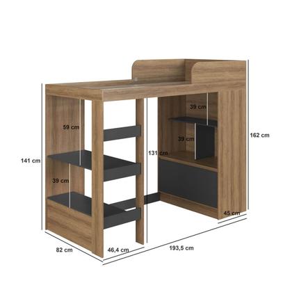 Imagem de Cama Solteiro 193,5cm Balcão com Porta Estante e Prateleiras