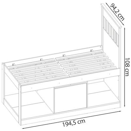 Imagem de Cama Solteiro 2 Nichos 1 Bau CM8037 Branco Tecno Mobili