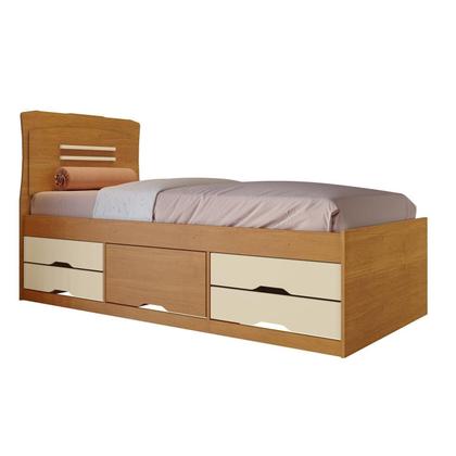 Imagem de Cama Solteiro 5 Gavetas com Puxador Embutido Alice Cinamomo/Off White