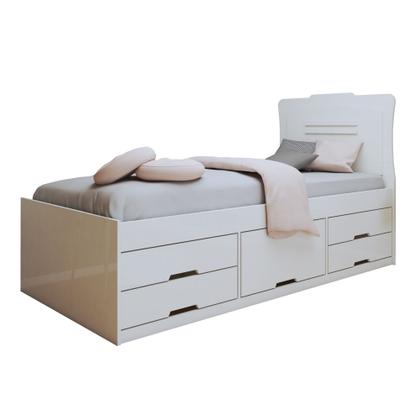 Imagem de Cama Solteiro 5 Gavetas Júlia Conquista Moveis Branco