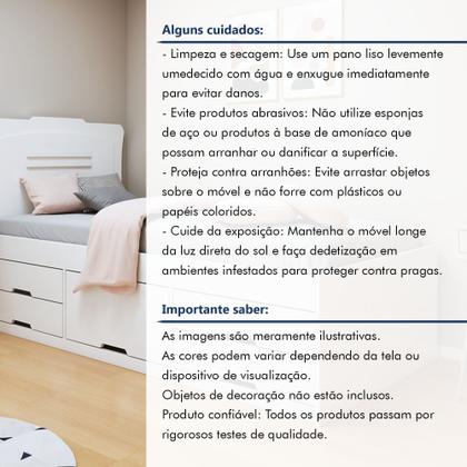 Imagem de Cama Solteiro 5 Gavetas Júlia Conquista Moveis Branco