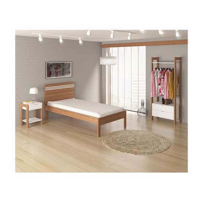 Imagem de Cama Solteiro 98,6x93x195 cm Amêndoa/Branco Tecnomobili