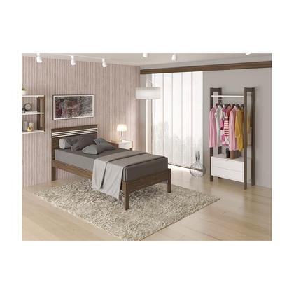 Imagem de Cama Solteiro 98,6x93x195 cm Nogal/Branco Tecnomobili