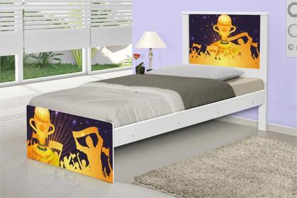 Imagem de Cama Solteiro Adesivada Futebol Troféu com Colchão