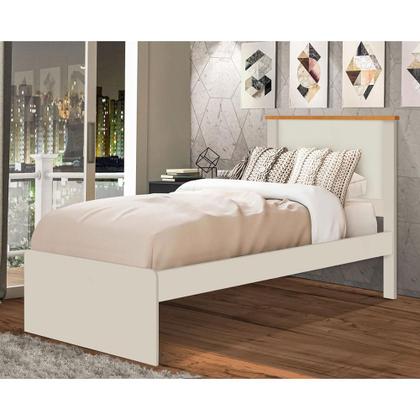 Imagem de Cama Solteiro Barcelona Off White e Madeira