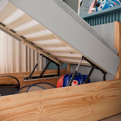 Imagem de Cama solteiro bau Flow Natural em Madeira Maciça