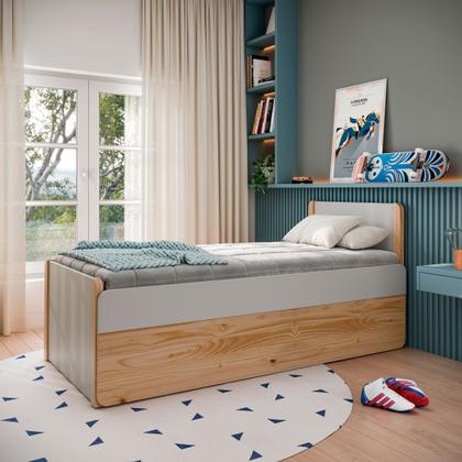 Imagem de Cama solteiro bau Flow Natural em Madeira Maciça