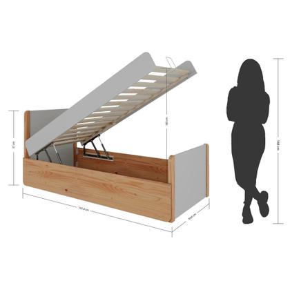 Imagem de Cama solteiro bau Flow Natural em Madeira Maciça